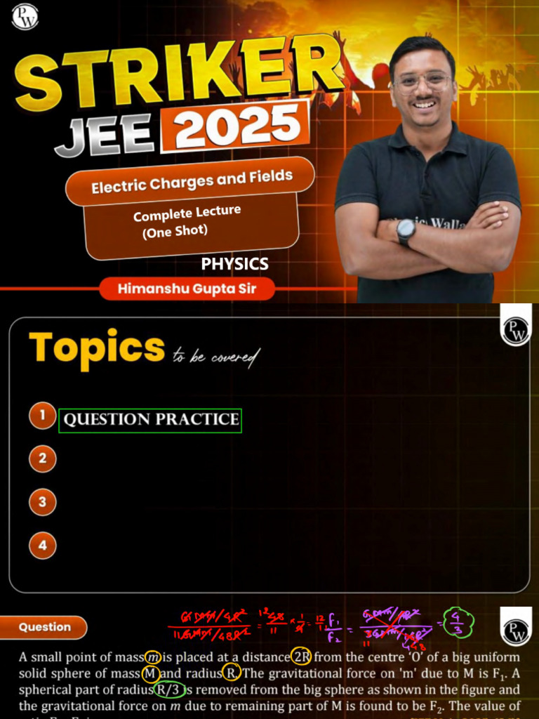 Electric Charges and Fields One Shot Class Notes Striker JEE 2025 | PDF