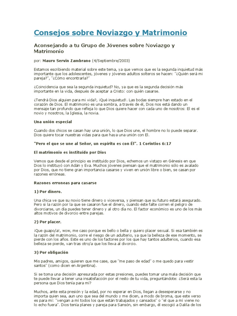 Consejos para un Noviazgo Cristiano | PDF | Libro de rut | Cristo (título)