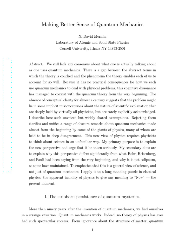 Understanding Quantum Mechanics Concepts | PDF | Experience | Physics