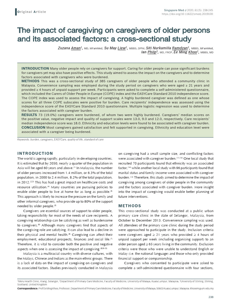 Caregiver Burden in Malaysia's Elderly Care | PDF | Caregiver | Malaysia