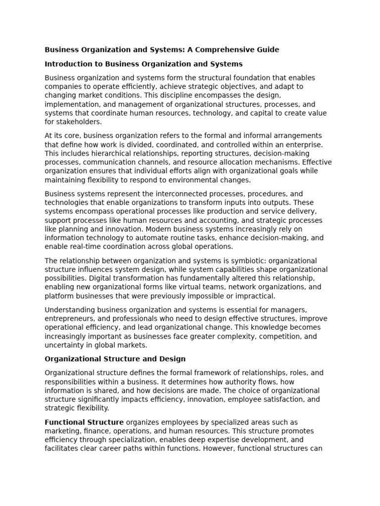 Business Organization and Systems Guide | PDF | Change Management ...