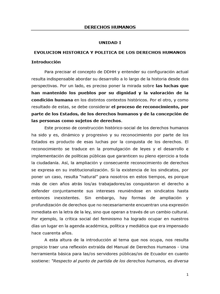 Unidad I - Evolucion Historica y Politica de Los Derechos Humanos | PDF ...