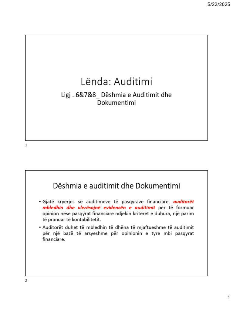 Sllajdet 6-12 Maj 2025 - Auditim | PDF