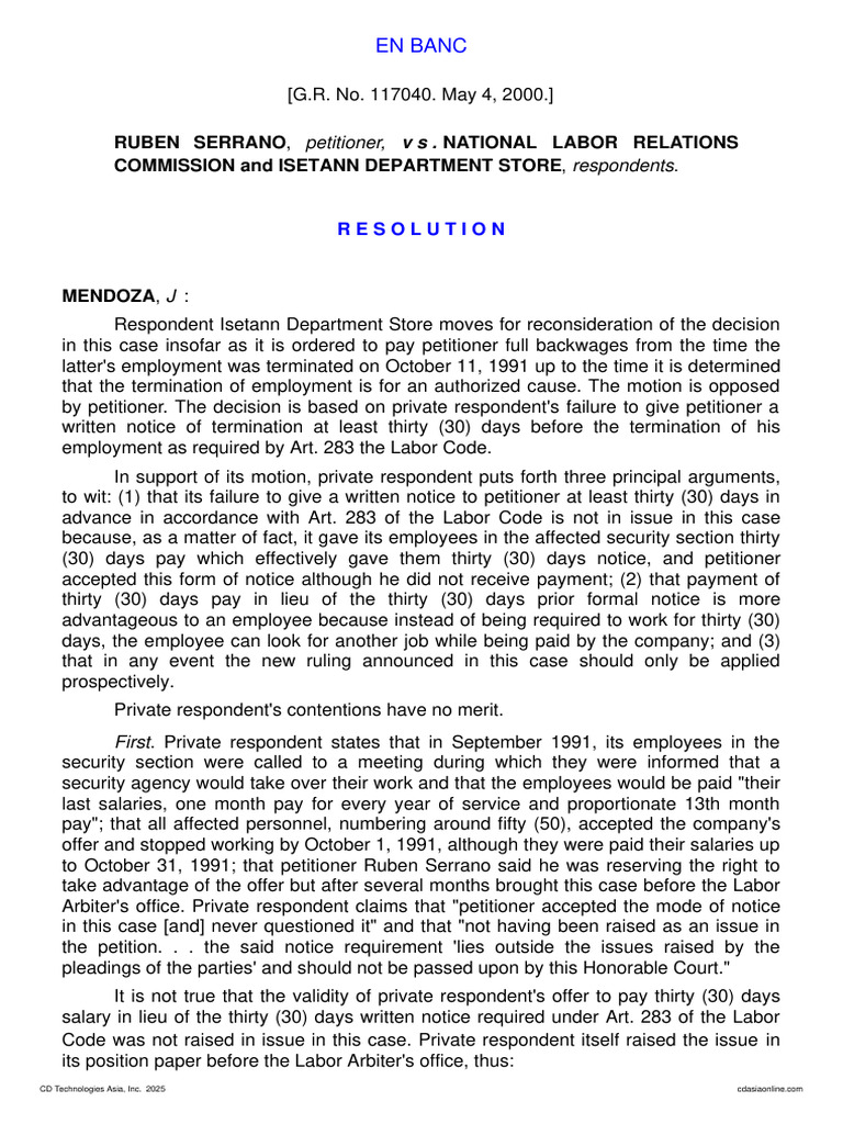 Serrano v. National Labor Relations Commission | PDF | Employment | Layoff