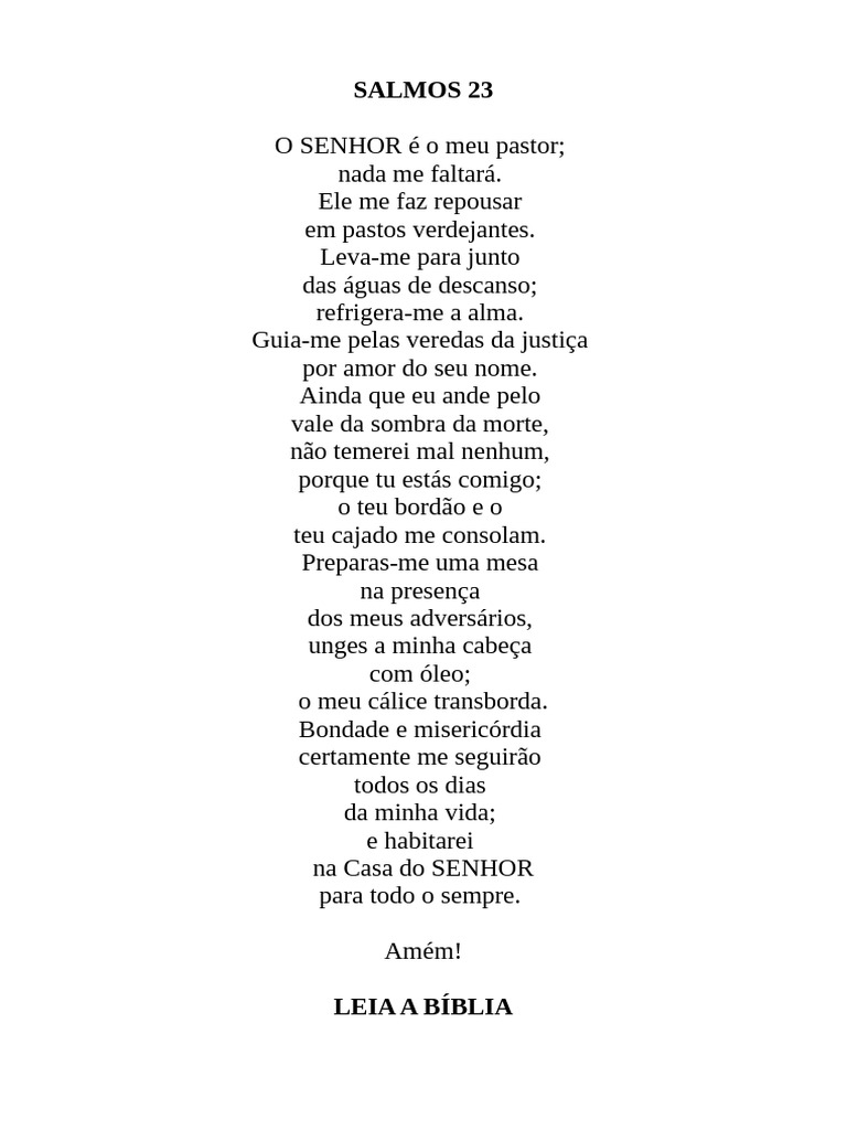 Salmo 23: Texto Completo para Impressão | PDF