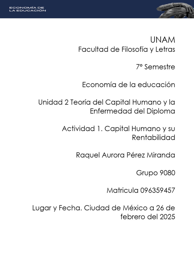 Capital Humano Y Rentabilidad Educativa Pdf Capital Humano