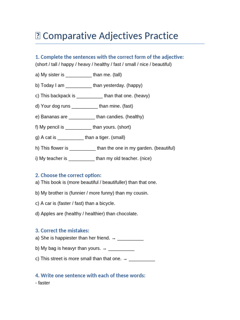 COMPARATIVE ADJECTIVES EXERCISES PDF visual data 5