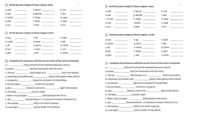 Regular and Irregular Verbs Activity Fift Grade | PDF