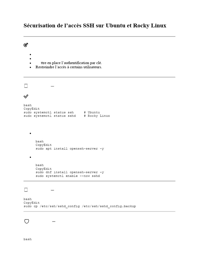 Sécuriser SSH sur Ubuntu et Rocky Linux | PDF | Enveloppe de protection ...
