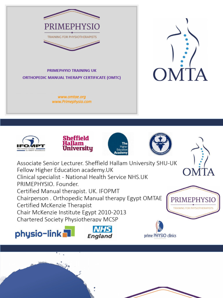 OMTC Physiotherapy Training Overview | PDF | Physical Therapy | Nerve