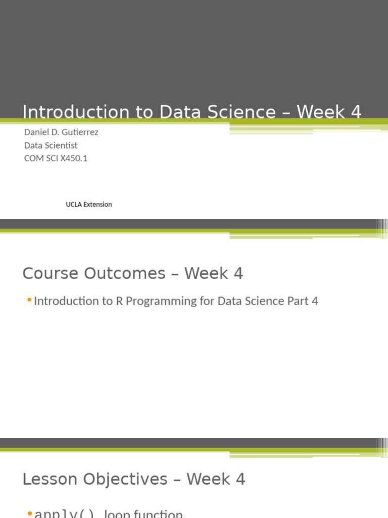Intro To Data Science WEEK 4 R | PDF | Matrix (Mathematics) | Function ...
