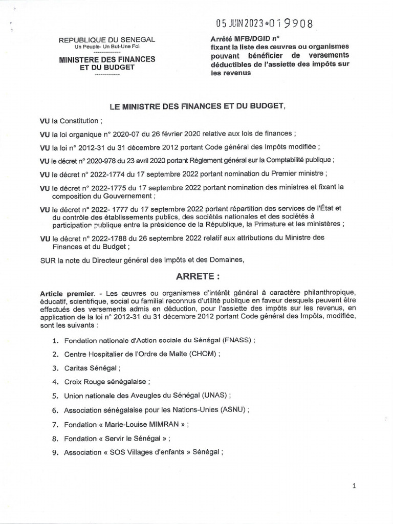 Arrete Dons Juin 2023 | PDF