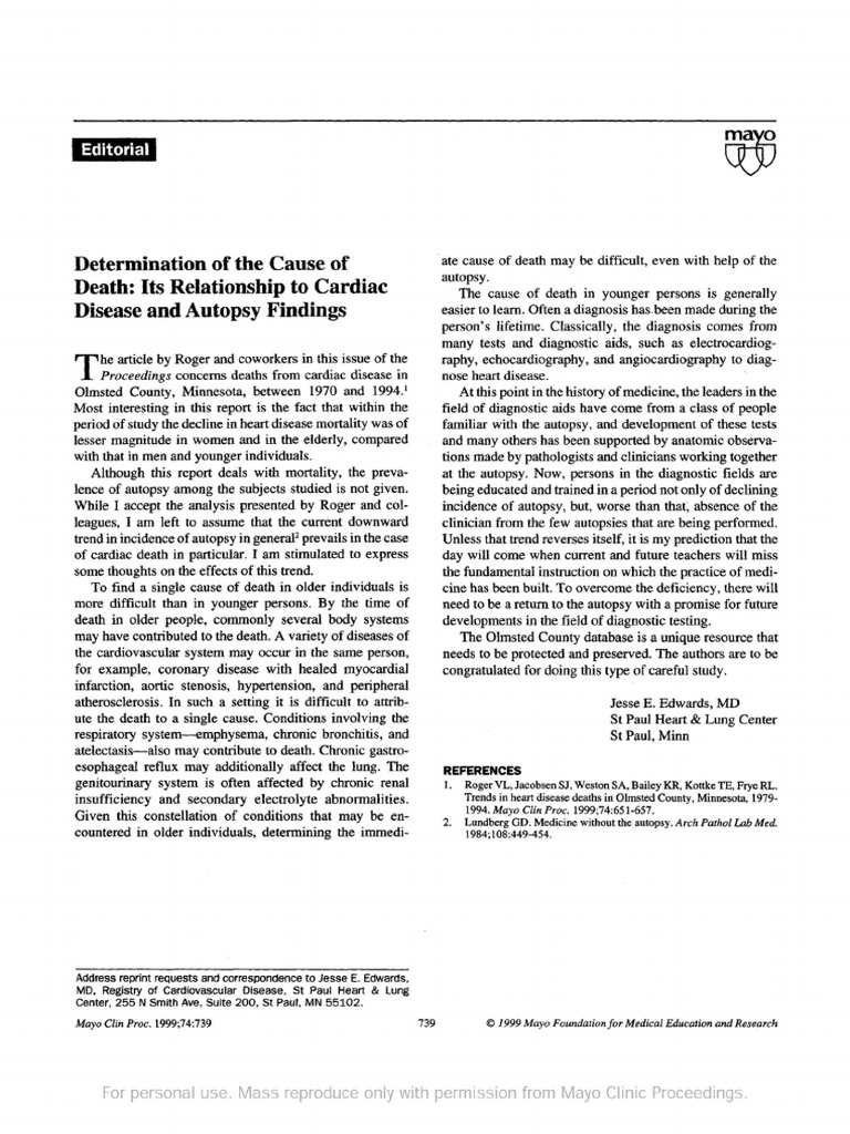 Determination of The Cause of Death Its Relations | PDF | Coronary ...