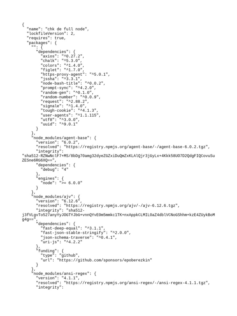 Full Node Package Dependencies List | PDF