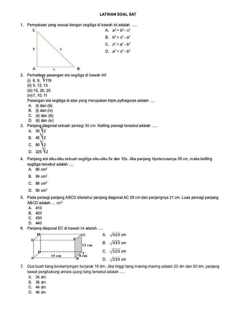 Latihan Soal Matematika SAT | PDF