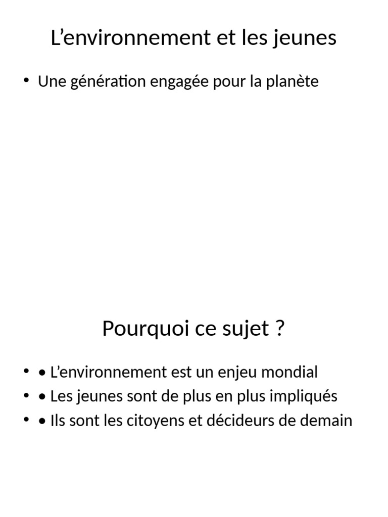 Les jeunes et l'environnement : un avenir engagé | PDF
