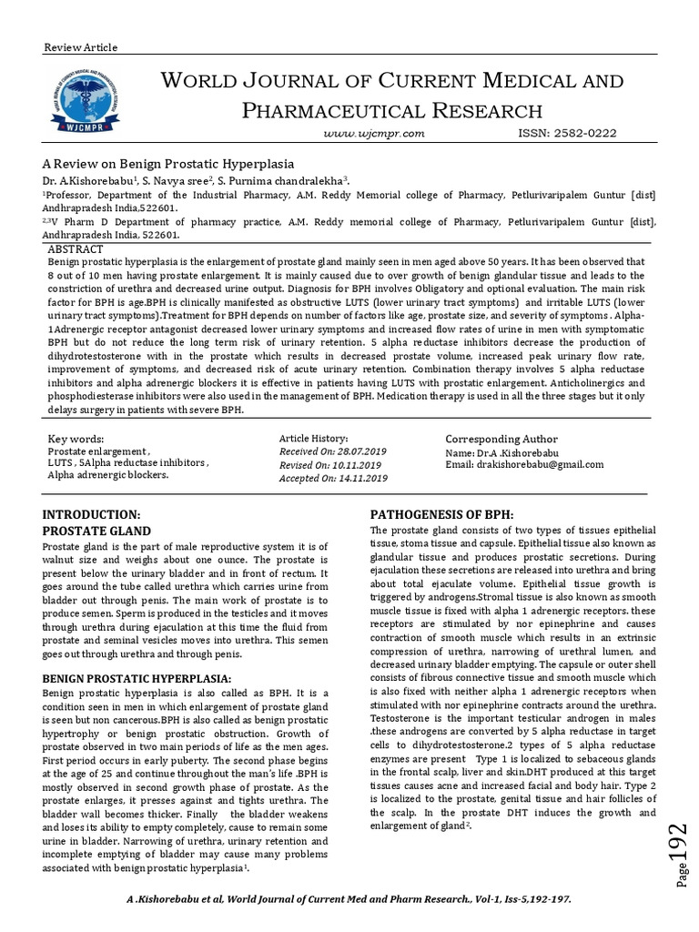 Picture Idea: A Review On Benign Prostatic Hyperplasia 1Mviibycxs 2 Pdf
