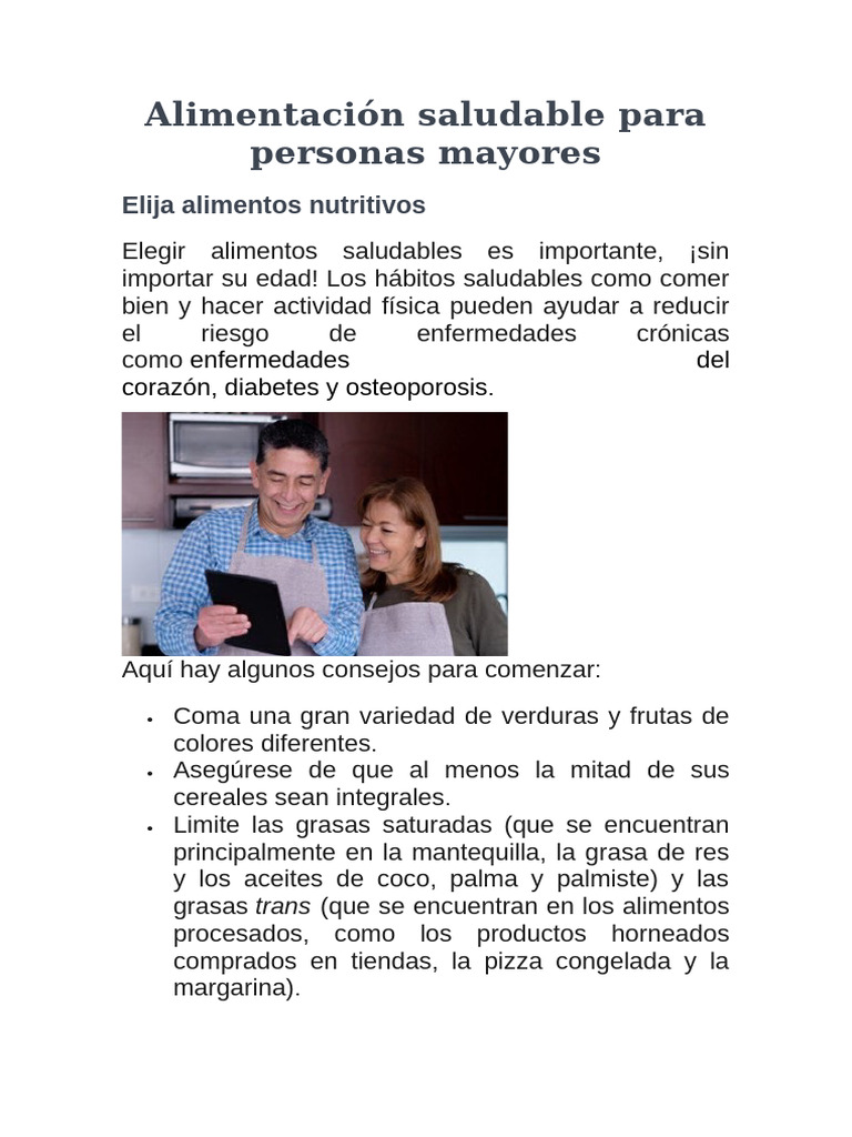 Alimentación Saludable para Mayores | PDF | Alimentos | gordo
