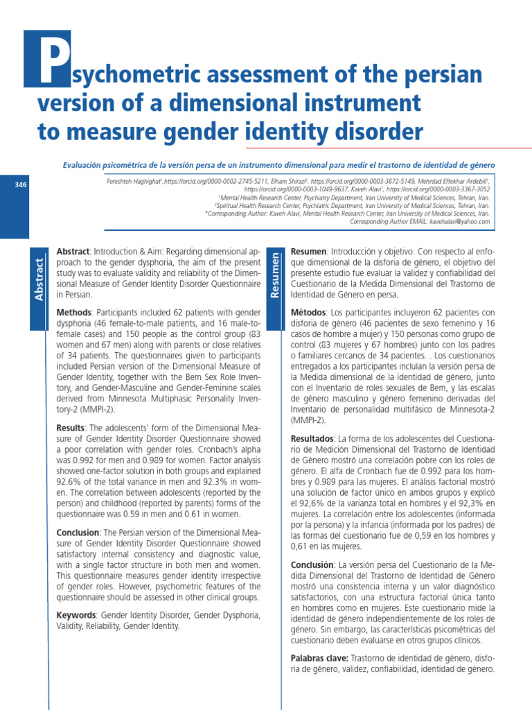 Psychometric Assessment of The | PDF | Gender Identity | Transsexual