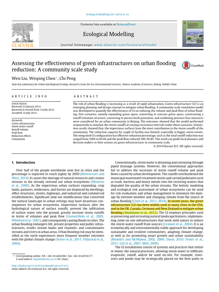 Green Infrastructure for Urban Flooding Reduction | PDF | Surface ...