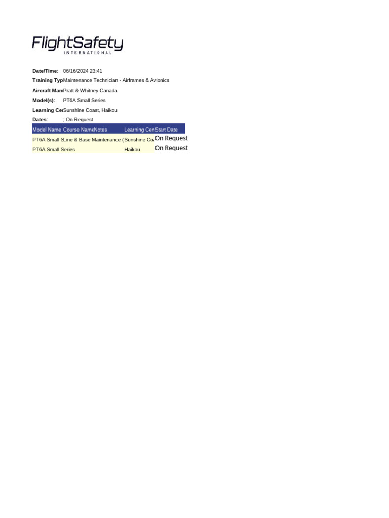 FlightSafety CourseSearchResults 16june2024 | PDF