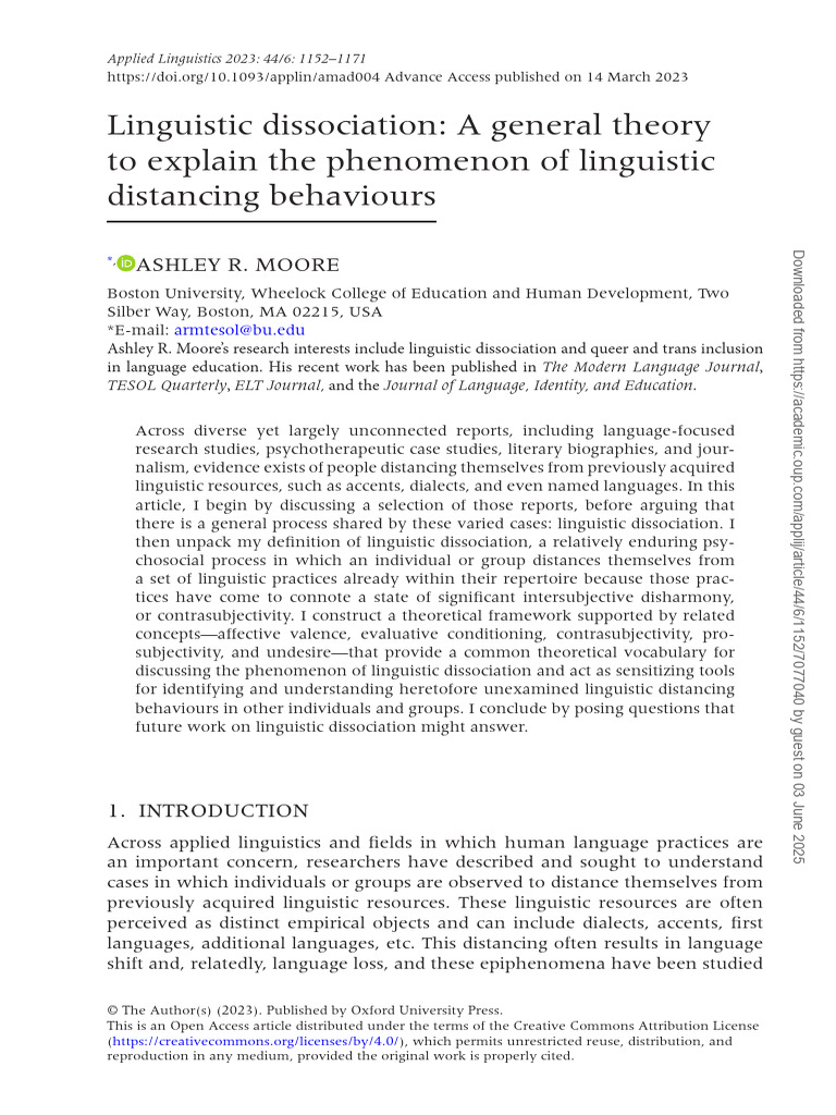 Understanding Linguistic Dissociation | PDF | Linguistics | Affect ...