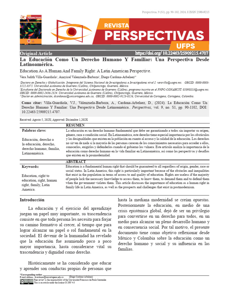 La Educacion Como Un Derecho Humano Y Familiar Una | PDF | Derechos ...