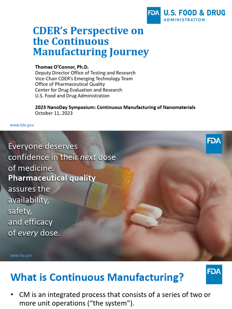 FDA Insights on Continuous Manufacturing | PDF | Food And Drug ...
