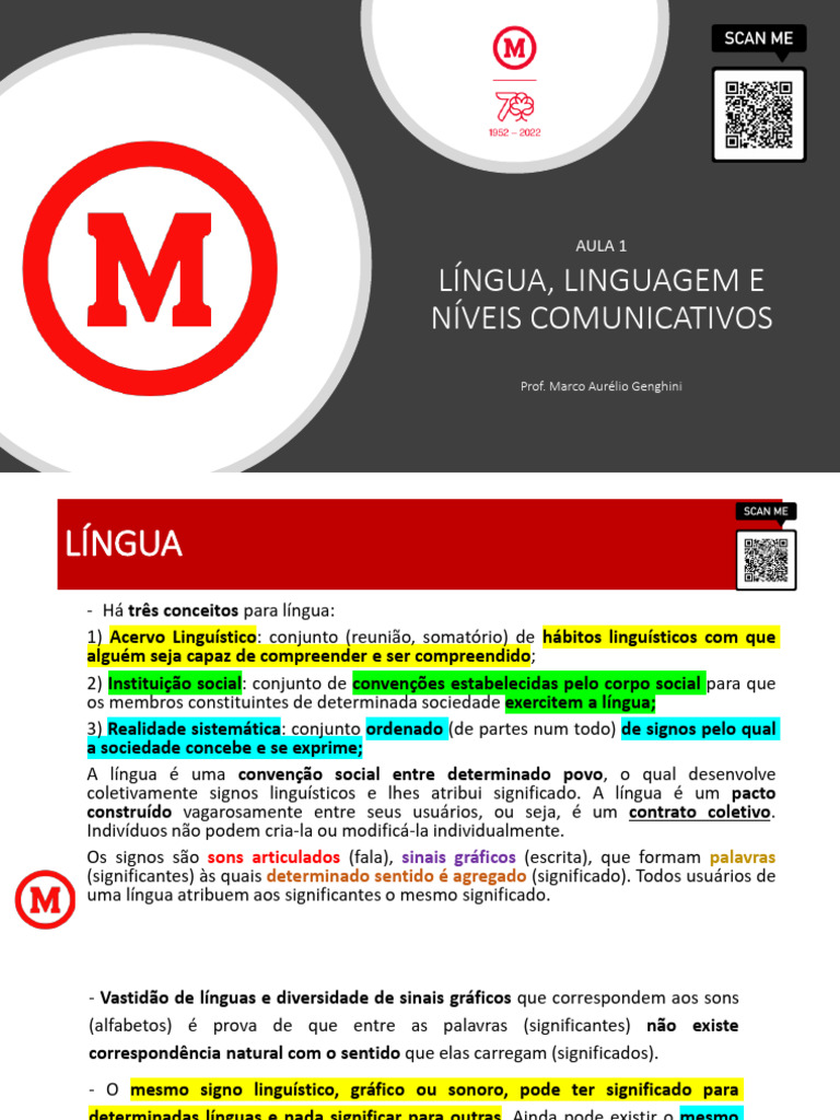 Conceitos de Língua e Linguagem | PDF | Linguística | Comunicação