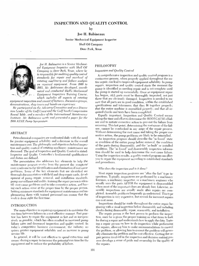 Inspection and Quality Control | PDF