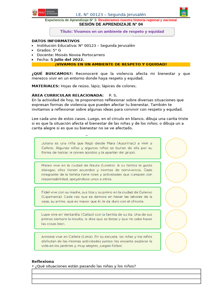 4-S.a. Vivamos en Eun Ambiene de Respeto y Equidad | PDF | Violencia ...