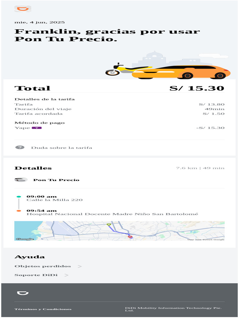 Recibo de viaje DiDi en PDF | PDF