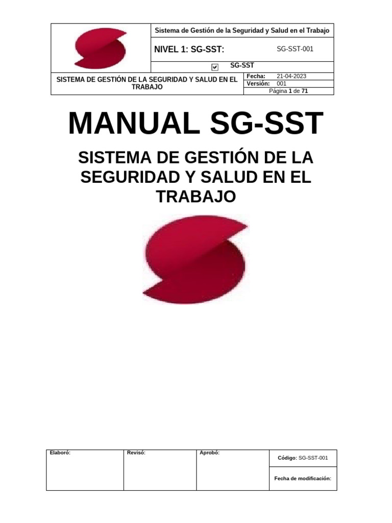 SG-SST-001 Sistema de Gestión de La Seguridad y Salud en El Trabajo ...
