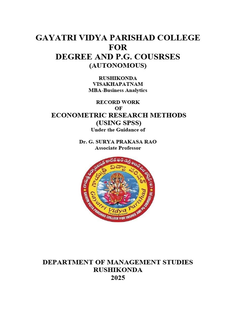 Econometric Research Methods Lab SPSS | PDF
