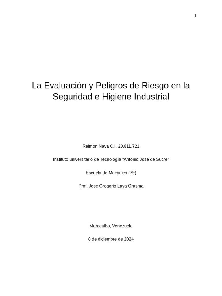 Evaluación de Riesgos en Seguridad Industrial | PDF | Seguridad y salud ...