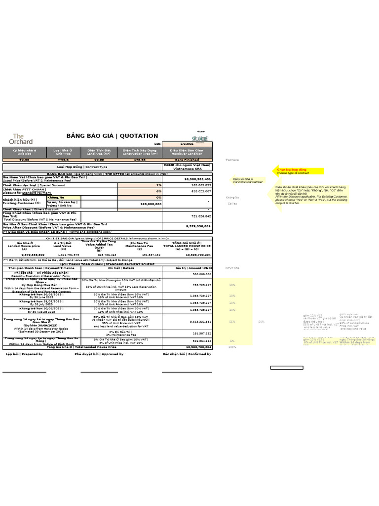 Bảng Báo Giá - Quotation: Unit plot Unit Type Land Area (m² ...