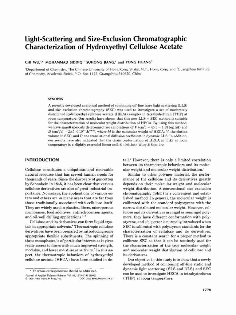 HECA Characterization via LLS and SEC | PDF | Physical Chemistry ...