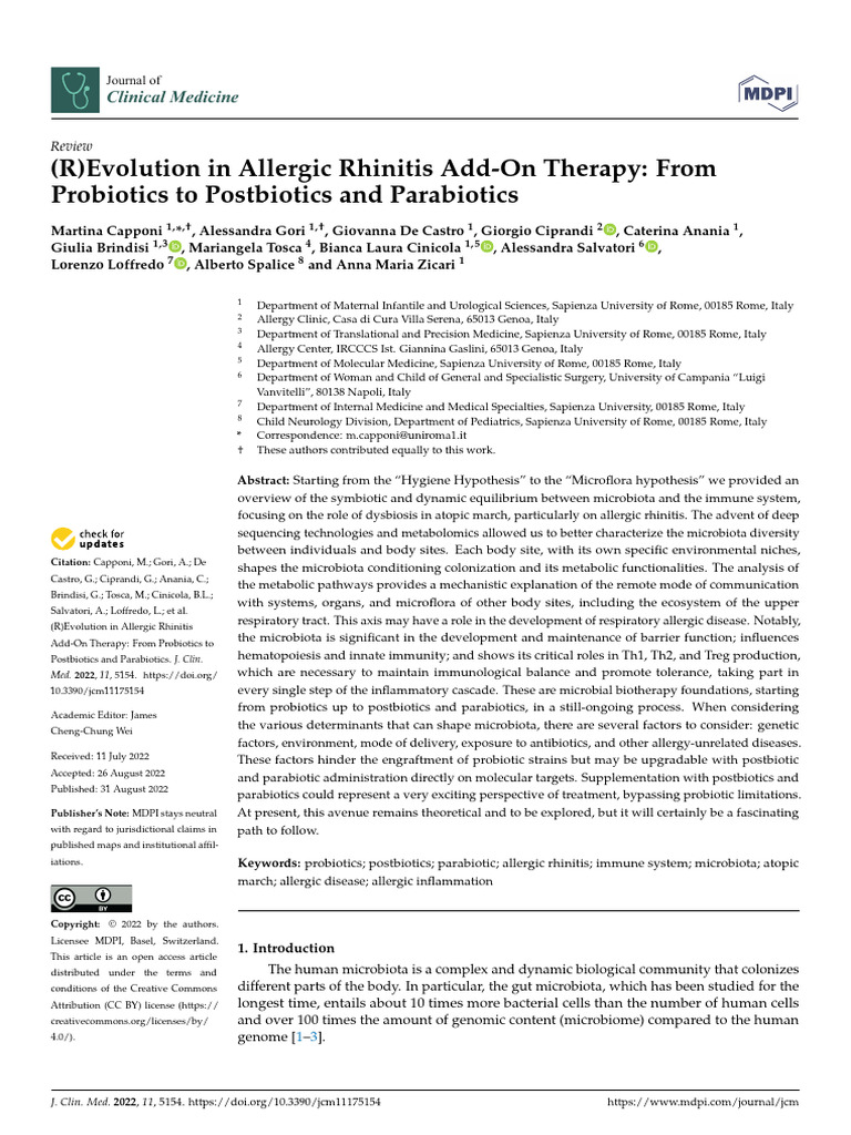 Evolution in Allergic Rhinitis Add-On Therapy From Probiotics To ...