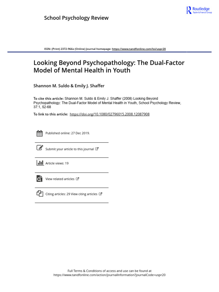 Dual-Factor Model of Youth Mental Health | PDF | Self Report Study ...