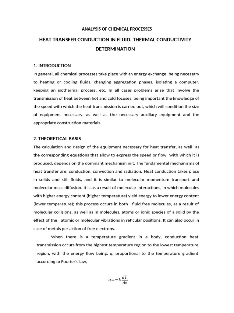 Thermal Conductivity in Chemical Processes | PDF | Heat Transfer ...