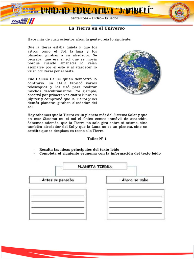 Lectura La Tierra y El Universo | PDF