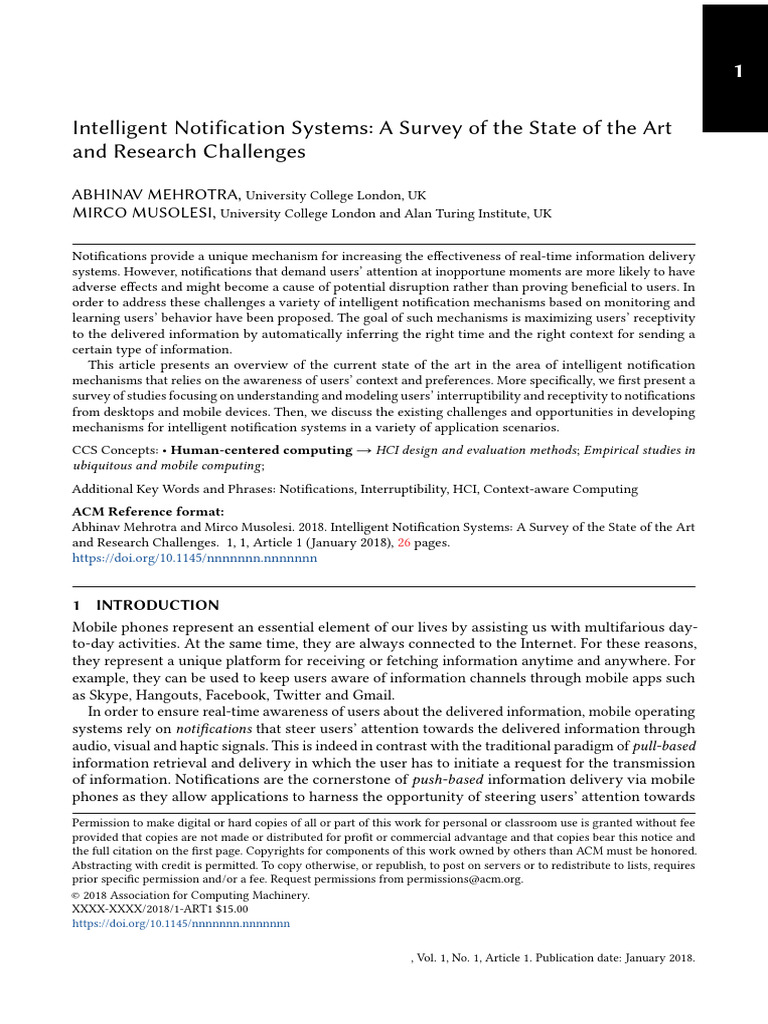 Intelligent Notification Systems Overview | PDF | Attention | Communication