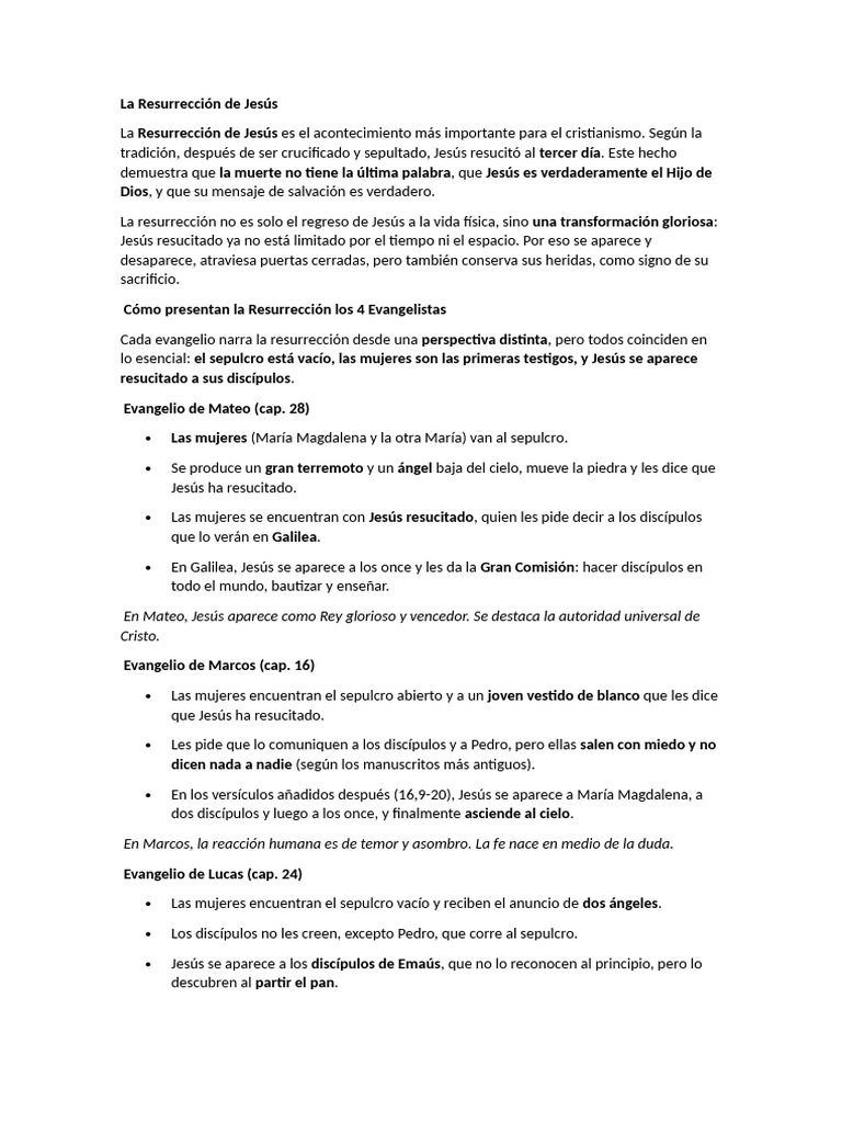 La Resurrección de Jesús y su Impacto | PDF | La resurrección de Jesús ...