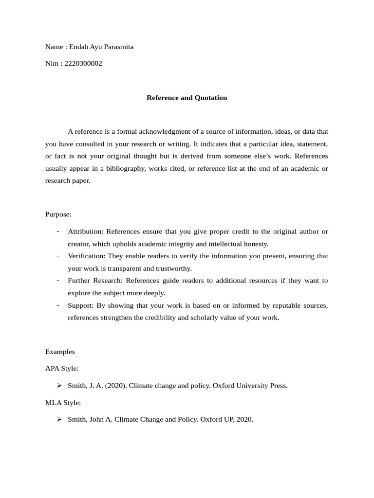 Reference and Quotation | PDF