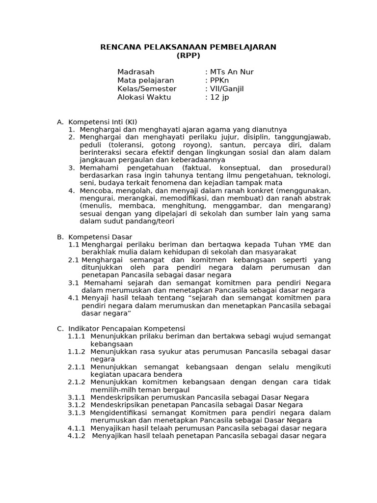 RPP PPKn Kelas 7: Pembentukan BPUPKI | PDF