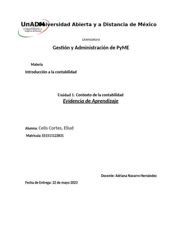 Gico U1 Ea Elcc | PDF | Contabilidad | Estado financiero