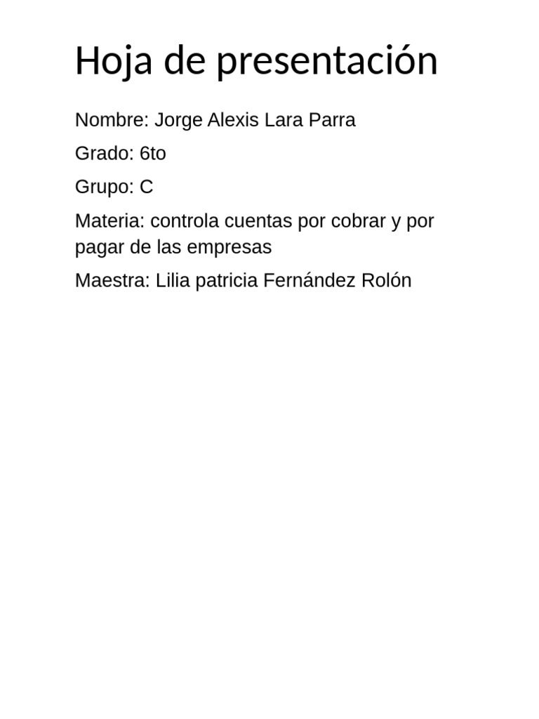 Hoja de Presentacion Lil | PDF