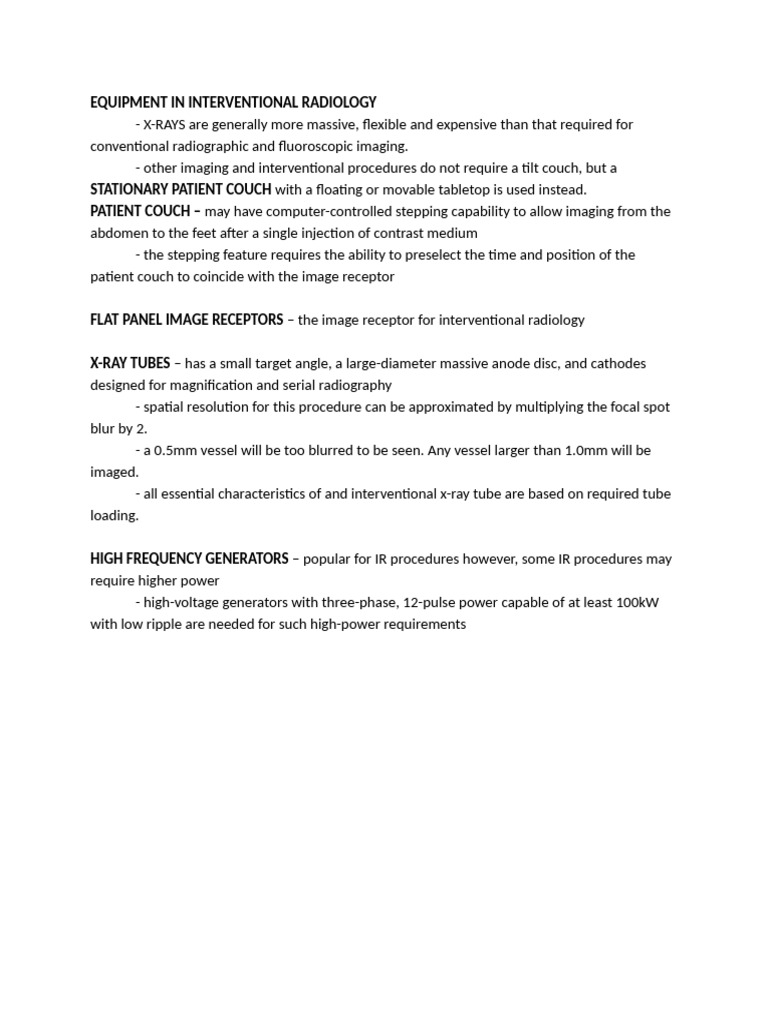 Interventional Radiology Equipment Overview | PDF