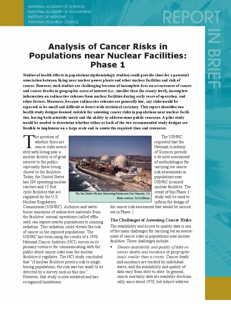 Analysis of Cancer Risks in Populations Near Nuclear Facilities | PDF ...
