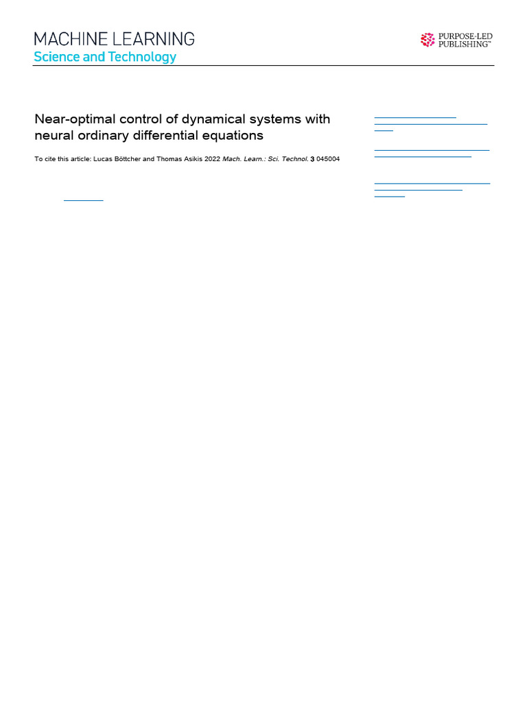 Near-Optimal Control of Dynamical Systems With Neural Ordinary ...